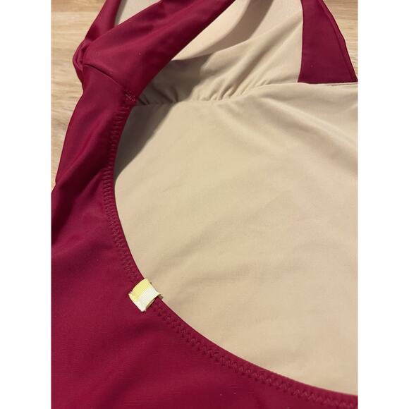 NWOT SUMMERSALT The Plunge Sangria Red One Piece Swimsuit 12 $95 - Picture 6 of 8